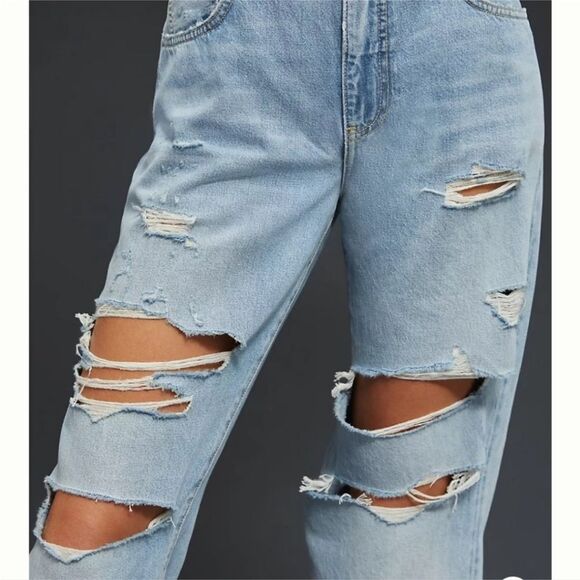 PILCRO | Vintage Crop Jeans Light Blue Wash Distressed Women’s Size 28 - Picture 4 of 15